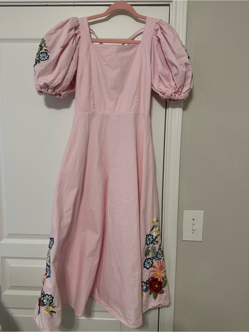 FANM MON Maude Embroidered Midi Dress Size S EUC